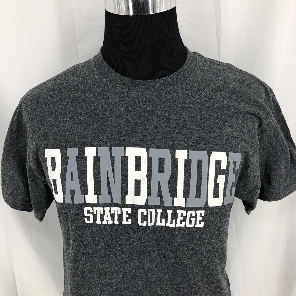 Champion BAINBRIDGE STATE COLLEGE Gray Short Sleeve T Shirt Medium